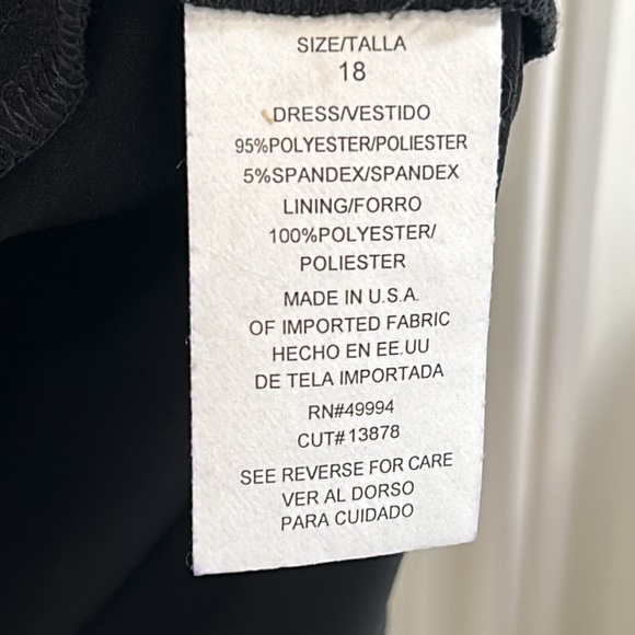R&M Richards Plus Special Occasion Little Black No Wrinkle Dress sz.18 - Picture 7 of 9